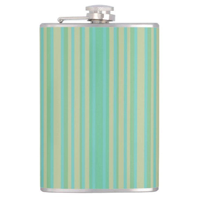 Moderne Jade Green Strip Vinyl Wrapped Flask, 8oz Flachmann (Vorderseite)