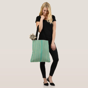Moderne Jade Green Striped All-over-Print Tote-Tas