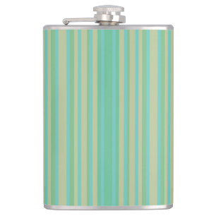 Moderne jadegrüne gestreifte Vinyl-Flasche, 8oz Flachmann