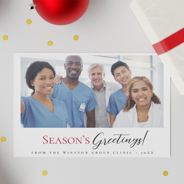 Moderne Jahreszeiten Heilklinik Urlaub Feiertagskarte (Season's greeting Medical clinic staff, dentist, doctor office Christmas card.)