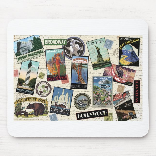 Moderne Jahrgangsreisen USA Mousepad (Vorne)
