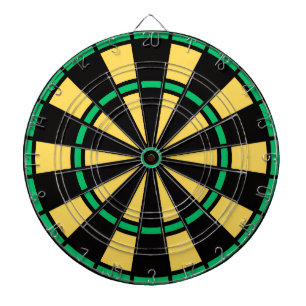 Moderne jamaikanische Farben Schwarz Grün und Gold Dartscheibe