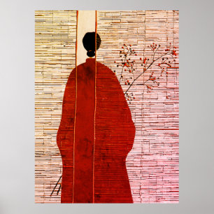 Moderne japanisch Inspirierte Silhouette mit Berri Poster