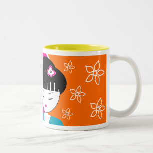 Moderne japanische Geisha-Mädchen-Kaffee-Tasse Zweifarbige Tasse