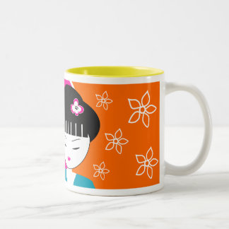 Moderne japanische Geisha-Mädchen-Kaffee-Tasse Zweifarbige Tasse
