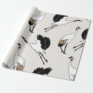 Moderne japanische Krane und Taupe Scallops Geschenkpapier