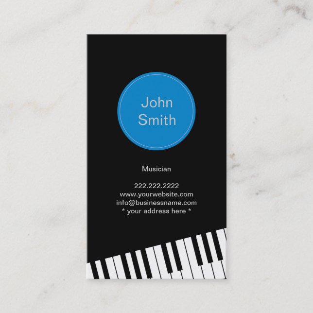 Moderne Jazz-Pianistin/Musician Business Card Visitenkarte (Vorderseite)