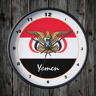 Moderne Jemen-Flagge, patriotische Zuhause / Desig Runde Wanduhr