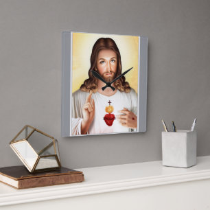 "Moderne Jesus-Mauer-Uhr mit Inspiration-Kunst Quadratische Wanduhr