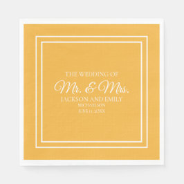 Moderne Jewel Tone Mustard Yellow White Wedding Serviette