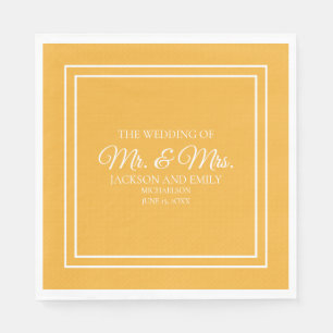 Moderne Jewel Tone Mustard Yellow White Wedding Serviette