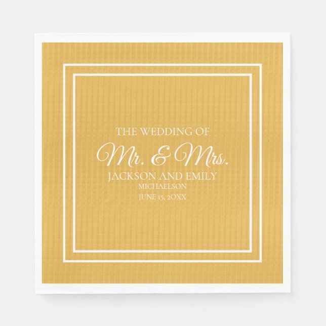 Moderne Jewel Tone Mustard Yellow White Wedding Serviette (Vorderseite)
