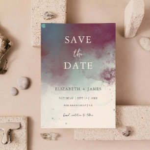 Moderne Jewel Tones Boho Wedding retten das Datum Einladung