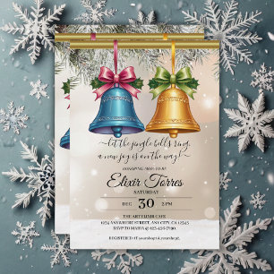 Moderne Jingle Bells Christmas Ornament Baby Showe Einladung