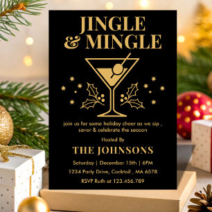 Moderne Jingle & Mingle Weihnachts-Cocktailparty Einladung