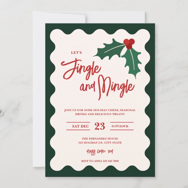 Moderne Jingle und Mingle Holiday Party Einladung (Vorderseite)