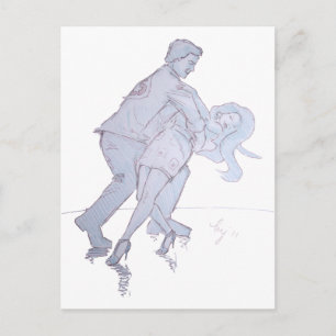 Moderne Jive Ceroc Competition Dancers Postkarte