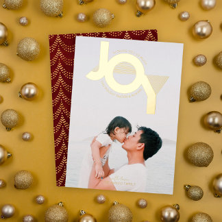 Moderne Joy Foto Foil Holiday Card Folien Feiertagskarte