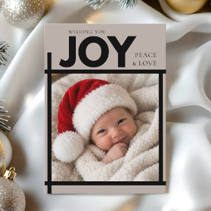 Moderne JOY-Friedens- und Liebesbaby-Foto Feiertagskarte