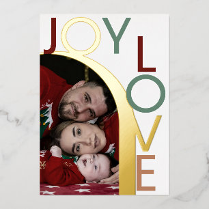 Moderne Joy & Love Foto Folien Feiertagskarte