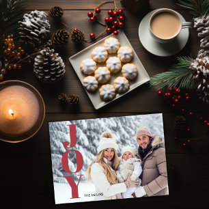 Moderne Joy Typografie Minimal 1 Foto Tartan Karie Feiertagskarte