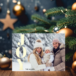 Moderne Joy Typografie Minimal 1 Foto Tartan Karie Folien Feiertagspostkarte