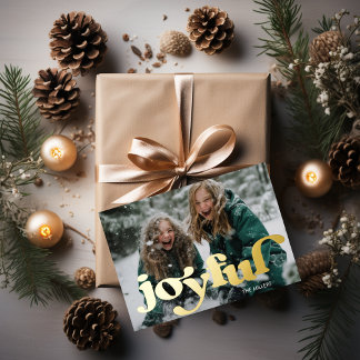 Moderne Joyful Retro Typografie 1 Foto Minimal Folien Feiertagspostkarte