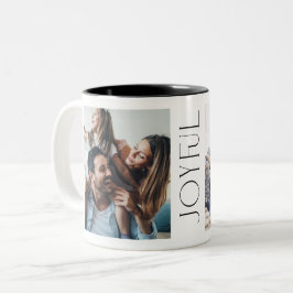 Moderne Joyful Typografie 2 Foto Zweifarbige Tasse