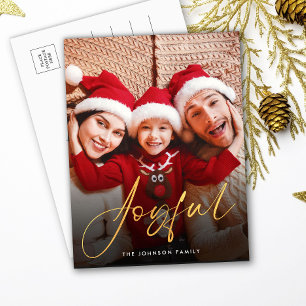 Moderne Joytime Script Foto Holiday Postcard Feiertagspostkarte