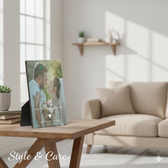 Moderne Jubiläumsbühne mit Easel-Stand Fotoplatte (Modern Anniversary Plaque with Easel Stand)