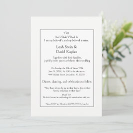 Moderne jüdische Hochzeit, minimal einfache elegan Einladung