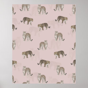 Moderne Jungle Leopard Tiere rosa Muster Poster