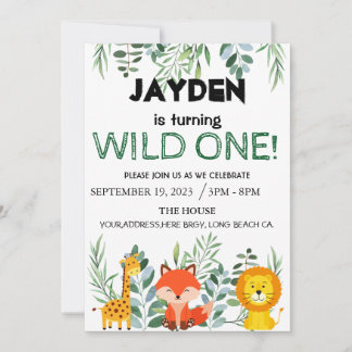 Moderne Jungle Safari Editable Geburtstag Einladung
