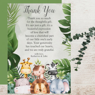 Moderne Jungle Safari Tiere Kinderdusche Dankeskarte