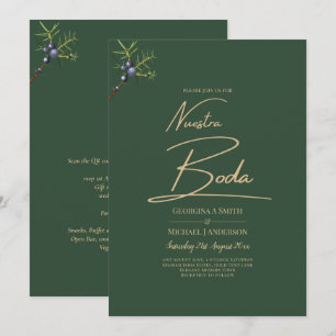 Moderne JUNIPER Green GOLD Hochzeit Einladung
