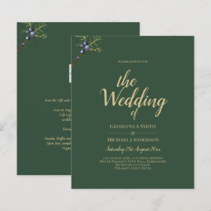Moderne JUNIPER Green GOLD Hochzeit Einladung