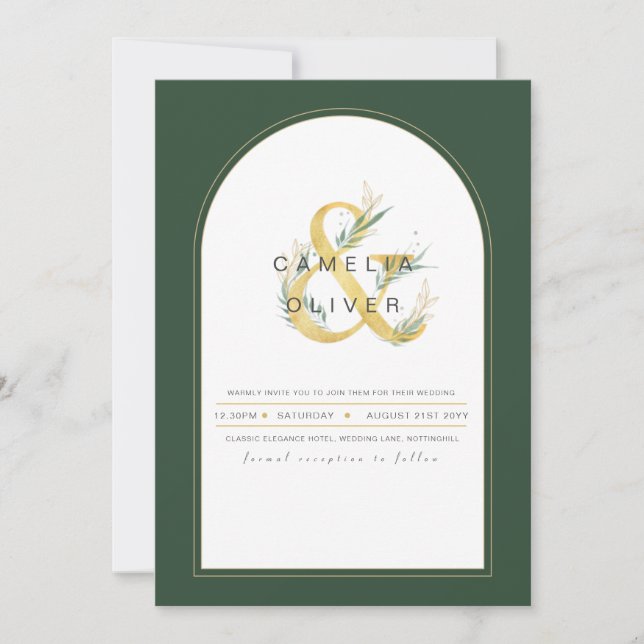 Moderne Juniper Green Wedding Einladung (Vorderseite)