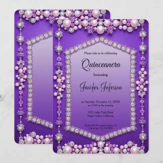 Moderne Juwel Perlen Quinceanera Einladung