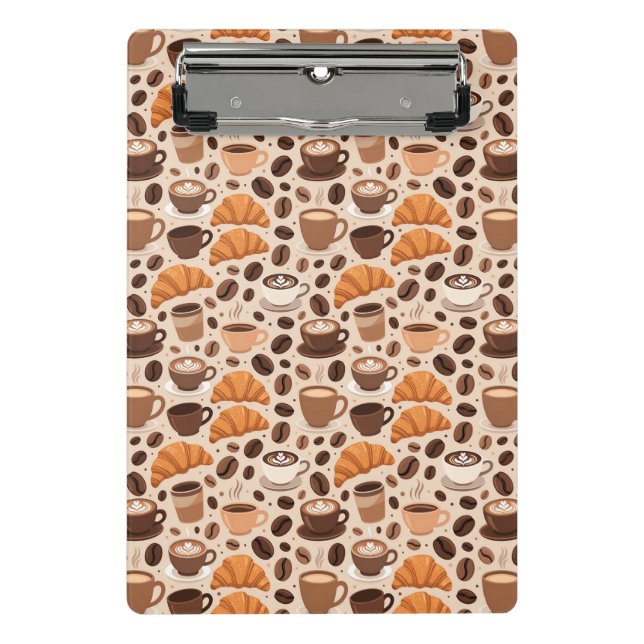 Moderne Kaffee-Ästhetik-Muster Mini Klemmbrett (Vorderseite)