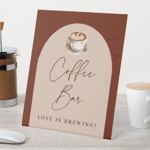Moderne Kaffee-Bar-Liebe Brautparty brodelt über Sockelschild