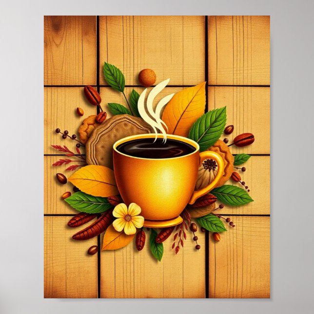 Moderne Kaffee-Illustration Poster (Vorne)