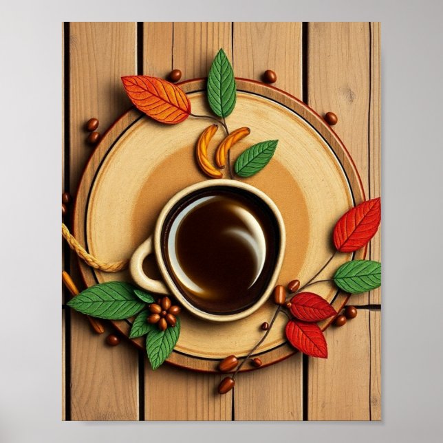 Moderne Kaffee-Illustration Poster (Vorne)