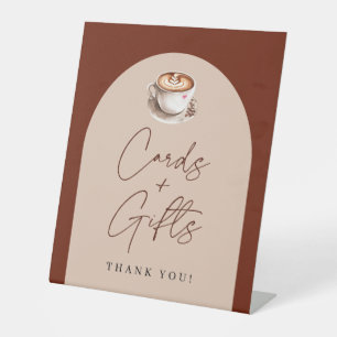 Moderne Kaffeekarten + Geschenke Brautparty Sockelschild