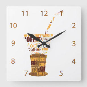 Moderne Kaffeemaschine Quadratische Wanduhr
