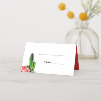 Moderne Kakteen, Sukkulente und Blumen Platzkarte