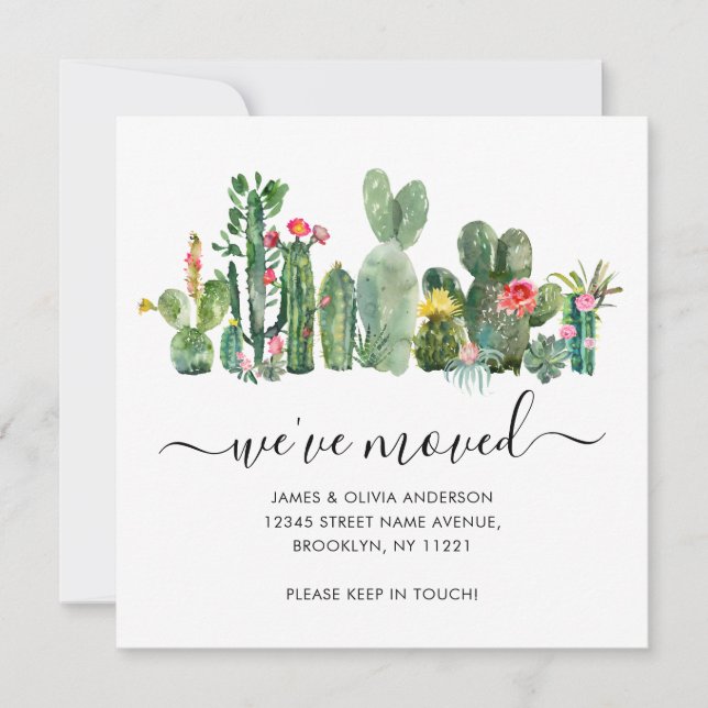 Moderne Kakteen-Wüsten-Pflanze, die wir in Bewegun Ankündigung (Vorderseite)