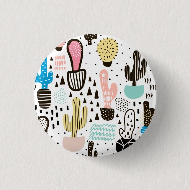 Moderne Kaktus-Geometrie-Muster Button (Vorderseite)