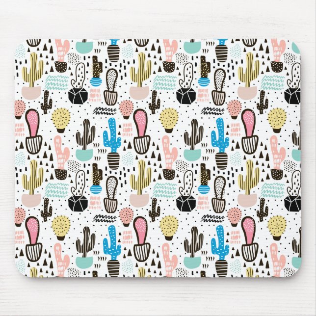 Moderne Kaktus-Geometrie-Muster Mousepad (Vorne)