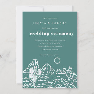 Moderne Kaktus Line Art Wüste Hochzeit Einladung