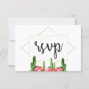 Moderne Kaktus- und Blumenkarte RSVP Karte